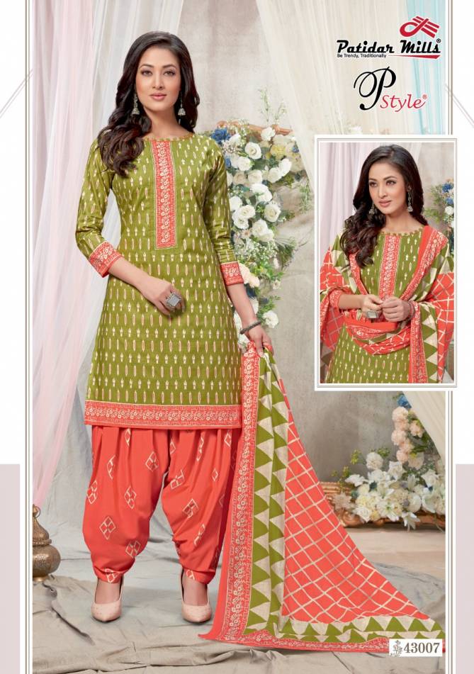 Patidar P Style 43 Latest Fancy Regular Wear Designer Printed Pure Cotton  Dress Material Collection 

